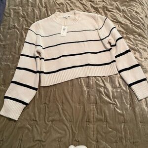 Z Supply Cream and Black Striped Sweater